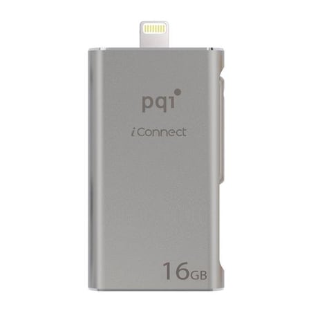 Pqi PQI 6I01-016GR2001 iConnect Apple MFi 16 GB Mobile Flash Drive with Lightning Connector for iPhones; iPads; iPod; Mac & PC USB 3.0 - Iron Gray 6I01-016GR2001